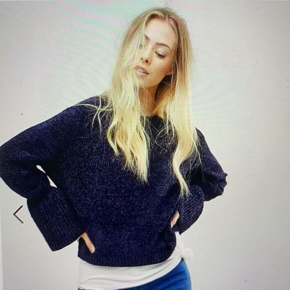 Wild Flower Chenille Sweater with Fluted Sleeves - Picture 1 of 8